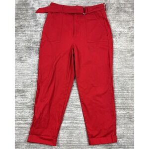 Forever 21 Pants Womens Large Red Cuffed Belted